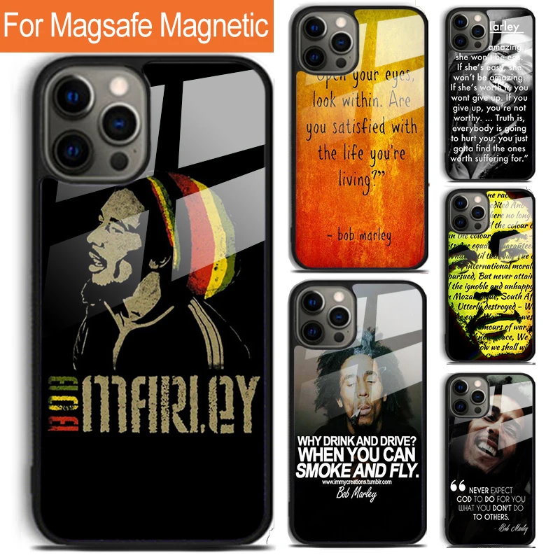 Bob Marleys Quotes Rasta Reggae Phone Case For iPhone 16 15 14 13 12 11 Pro Max Plus Magsafe Magnetic Wireless Charging Cover