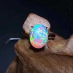 925 Sterling Silver Rings Colorful Oval Opal Rings Fashion Natural Australian Opal Wedding Rings Ladies Luxury Jewelry