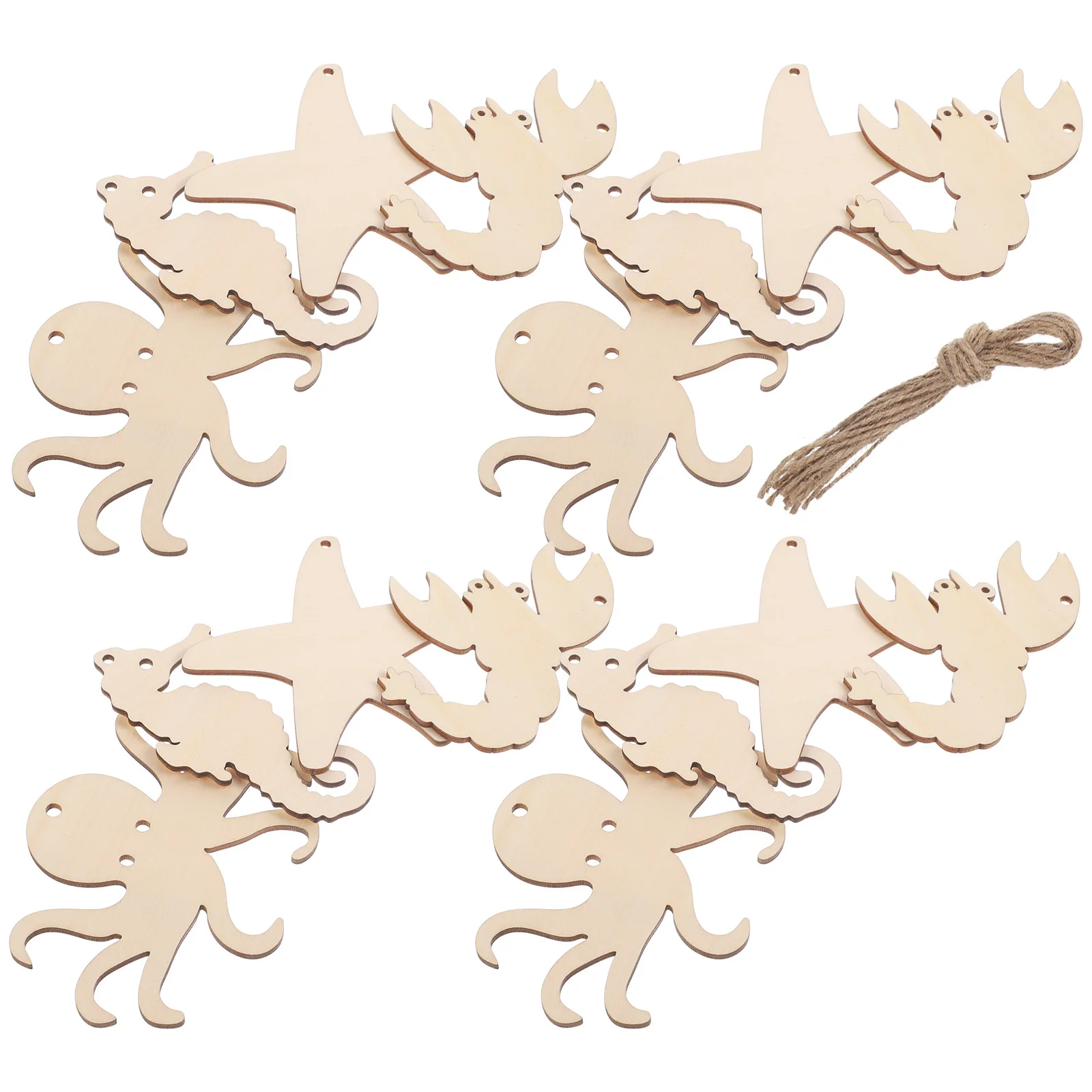 

4 Sets Ocean Animals Shape Wood Cutouts Unfinished Diy Wooden Slices For Painting Crafts Safe Smooth Surface Wood Craft