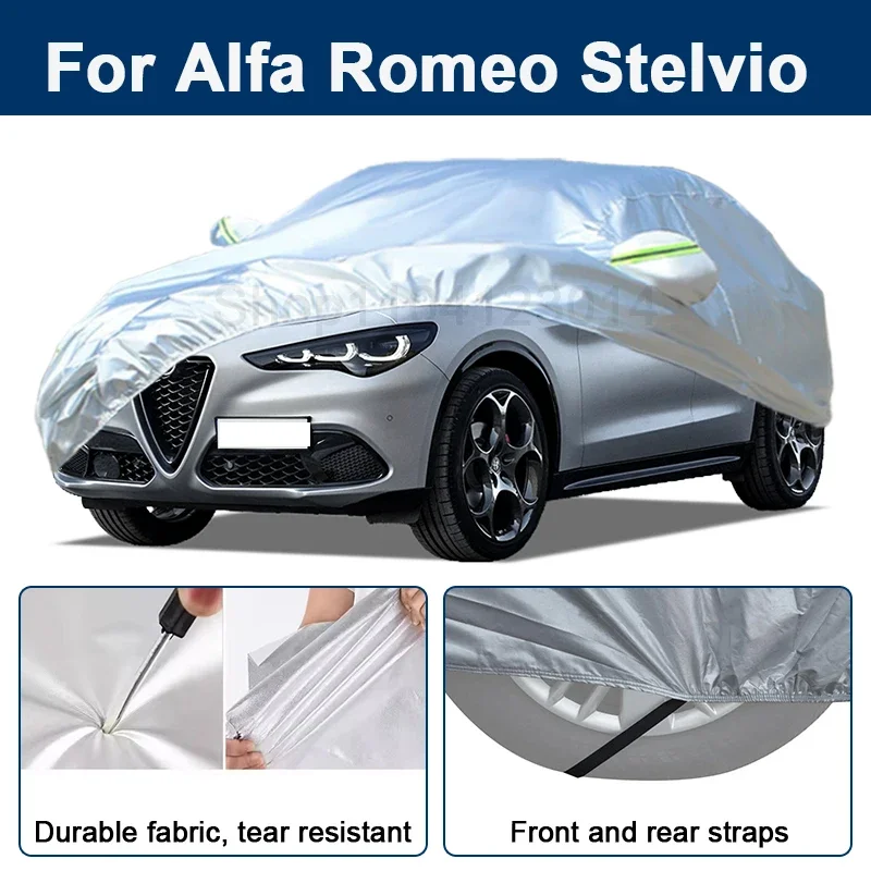 

Outdoor Full Car Cover For Alfa Romeo Stelvio with Reflective Strips Waterproof Snowproof Dustproof UV Protection Auto Accessory