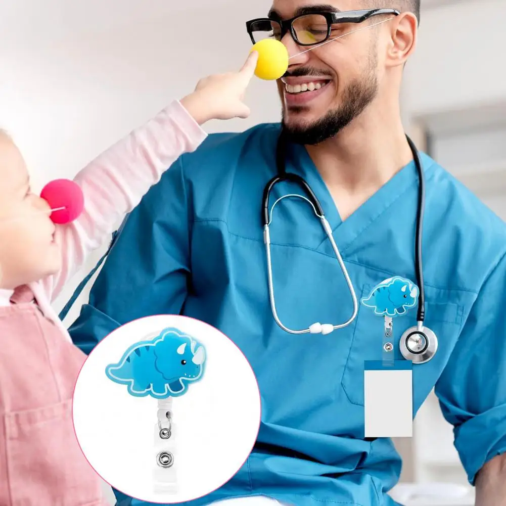 Porta Badge rotante a 360 gradi Set di mulinelli per Badge dinosauro Glow Dark Dinosaur Badge Reel Holder con Clip in metallo per ufficio insegnante