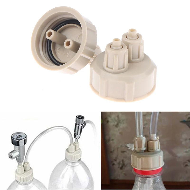 2Pcs Aquarium CO2 System Tube Valve Guage Bottle Cap Fish Tank Live Plant Air Diffuser Generator Tool