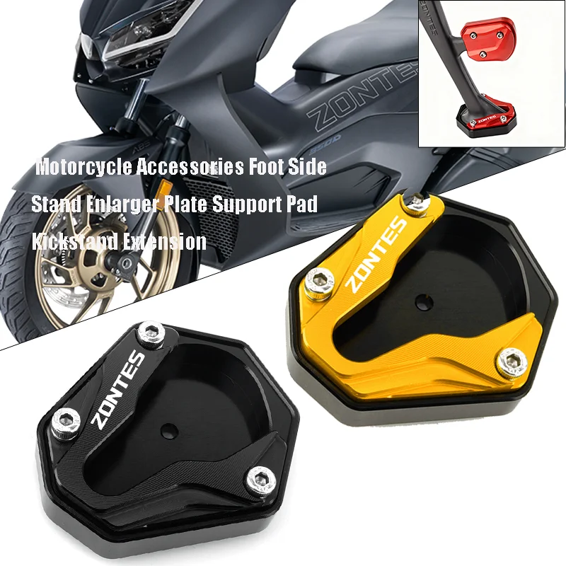 

Motorcycle Accessories Foot Side Stand Enlarger Plate Support Pad Kickstand Extension For Zontes 350E 350D 350m 368D 368m ZONTES