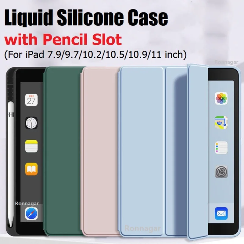 With Pencil Holder Case for iPad Air11 inch 2025 2024 A16 11th 10th 9th 8th 7th 10.2 inch Air5 4 10.9 Pro11 M4 Auto Sleep Wake