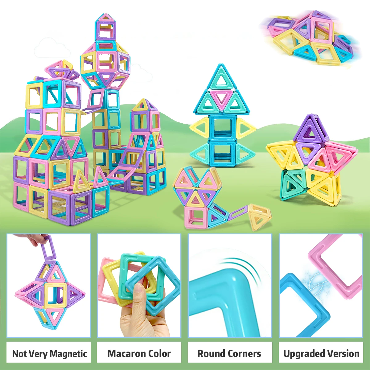 Macaron 3D Magnetische Blokken Set Speelgoed Voor Kinderen Jongens Meisjes Educatief Zintuiglijk Gebouw Magneticfor Speelgoed Geschenken 56/88/122PCS ﻿