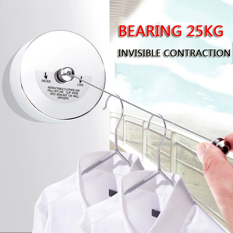 

Telescopic Invisible Clothesline, Stainless Steel Clothes Rack, Wire Rope, Retractable Clothesline, Balcony, 280cm