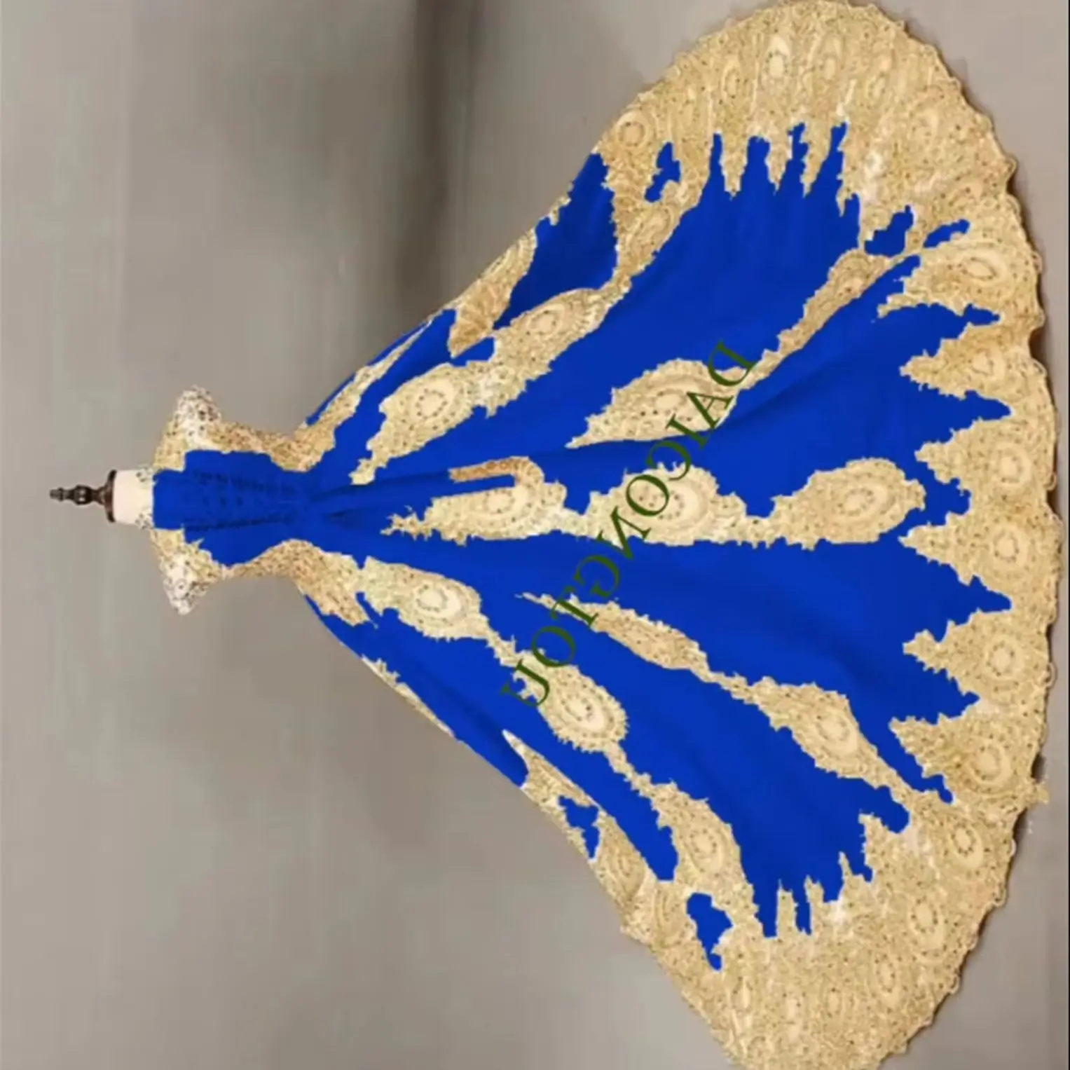 

Великолепные королевские синие платья для девочек с золотыми бусинами на свадьбу, пышное платье без рукавов с кружевной аппликацией, Святое причастие