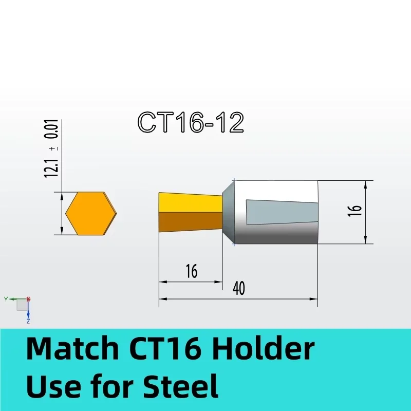 Stuka CT16 Rotary HSS-Tin Rotary Broaching Tool Punching Cutter 16mm Shank Inner Hexagon for Steel