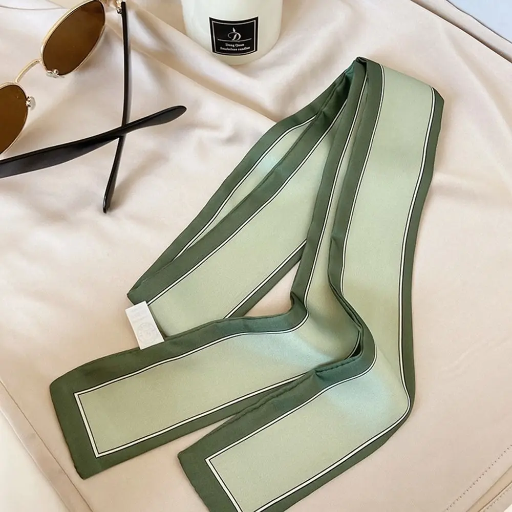 

Scarf Accessories French Printing Stripe Wraps Tie Neckerchief Small Long Scarf Printed Scarf Silk Scarf Korean Style Scarves