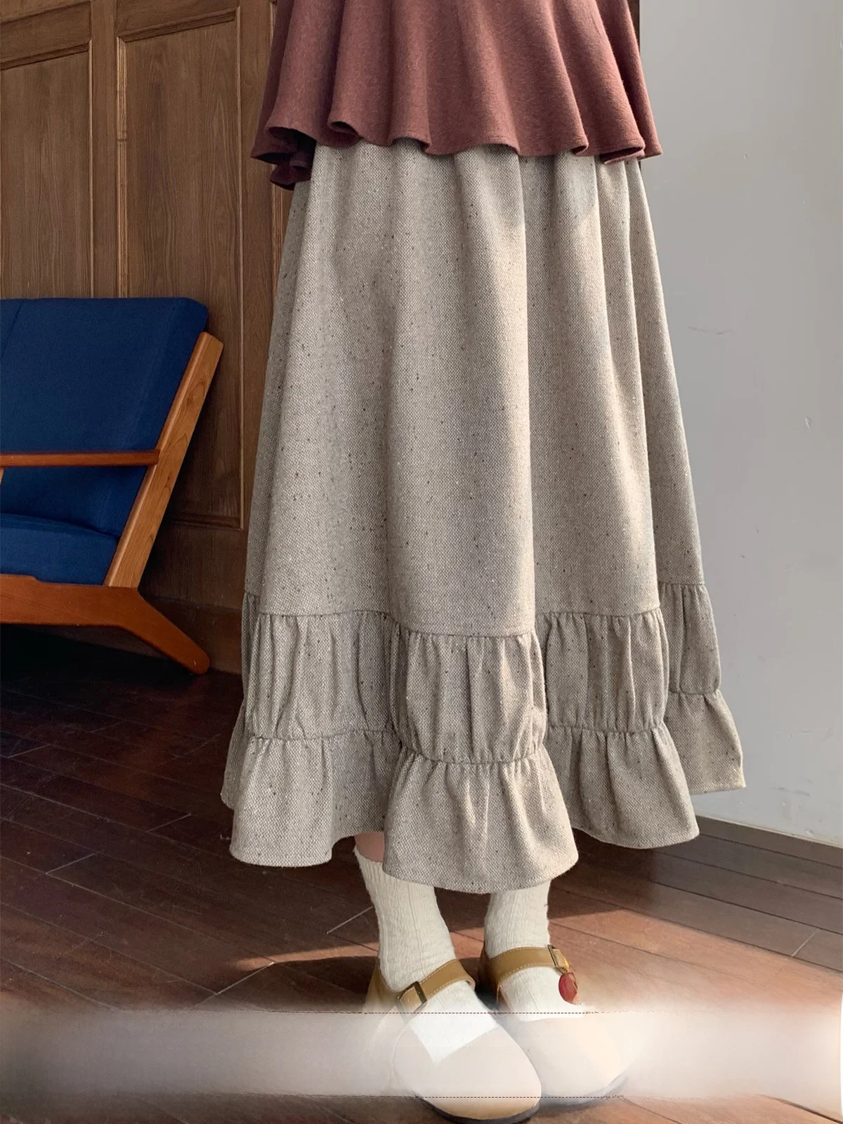 

Юбка А-силуэта Sweet Sle с оборками по низу, эластичным поясом, из полиэстера, для женщин и девочек, для повседневной носки весной, осенью и зимой