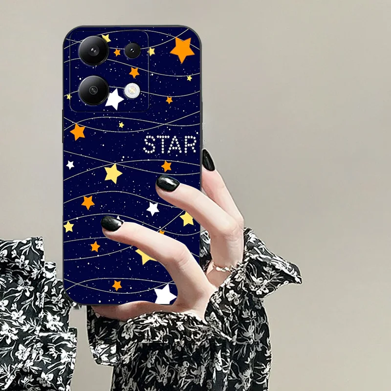 For Redmi Note 7 Pro 13 4 g 5 g 11 T 8 9 Plus Max Lite 10 S Cartoon Star Picture Series TPU Black Soft Phone Case 12 Anti slip