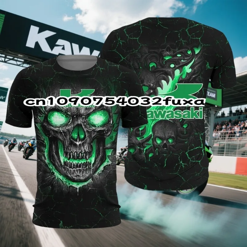 

2025 Kawasaki Motorcycle Quick-drying T-shirt Riding Competition Sports Breathable Top High-end Motorcycle Brand Short Sleeves