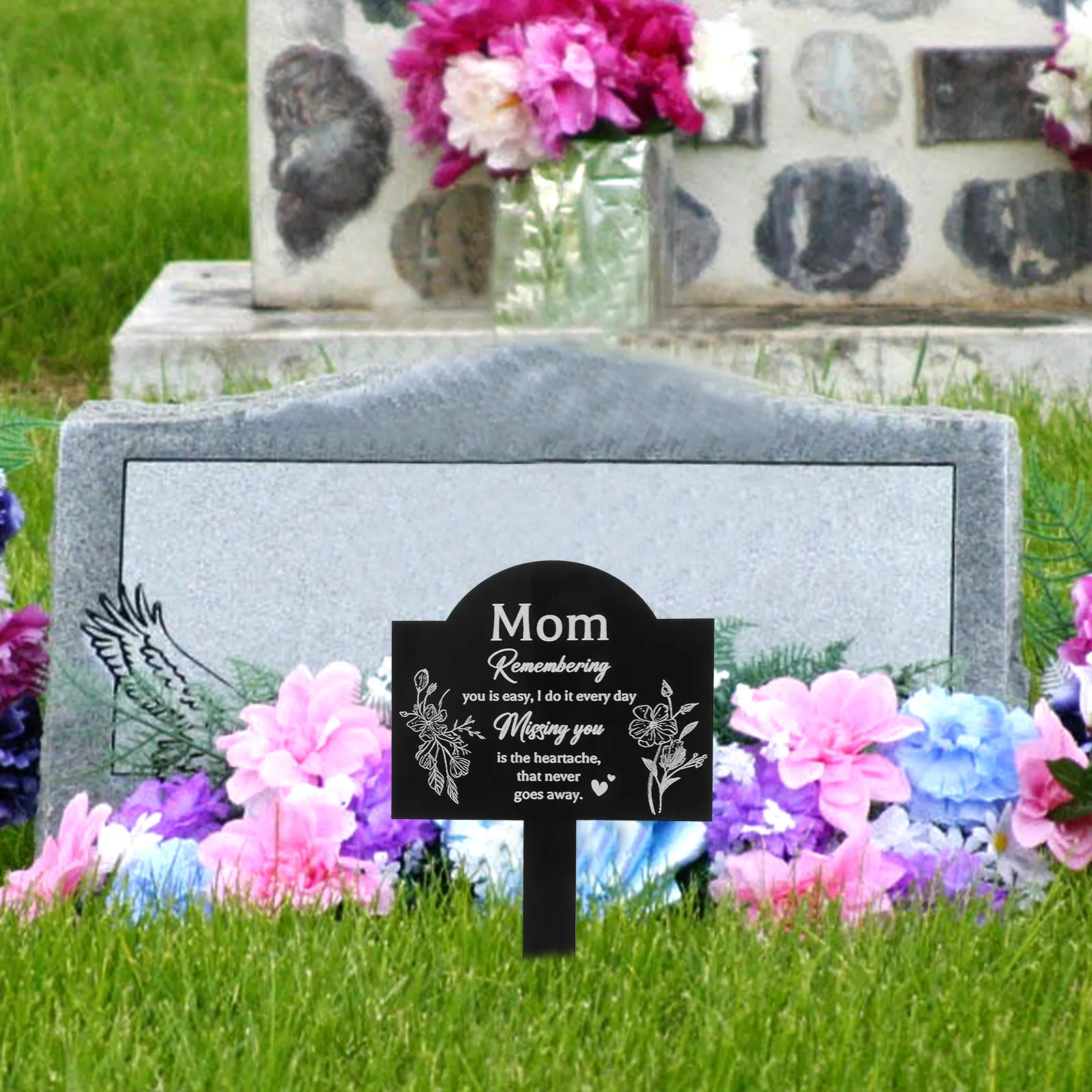 

Garden Grave Stake Memorial Sign Marker Cross naments Acrylic Decoration Cemetery Yard Sign Grave Decor Waterproof Pile Long