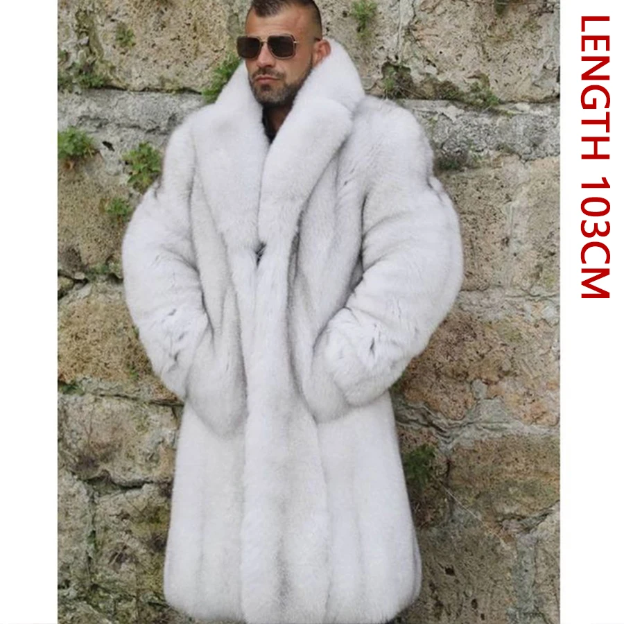 

Real Silver Fox Fur Coat Natural Fox Fur Clothes Winter Men Large Suit Collar Warm Thick Bestselling Styles