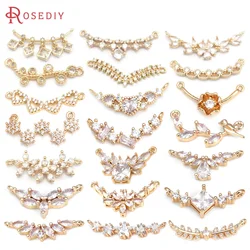 18K Gold Color Brass and Zircon 2 Holes Connect Charms Pendants High Quality Diy Jewelry Making Supplies Necklace Accessories