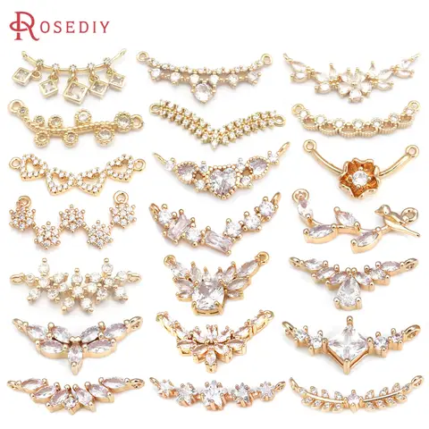 18K 골드 컬러 황동과 지르콘 2 구멍 연결 매력 펜던트 고품질 Diy 쥬얼리 만들기 용품 목걸이 액세서리