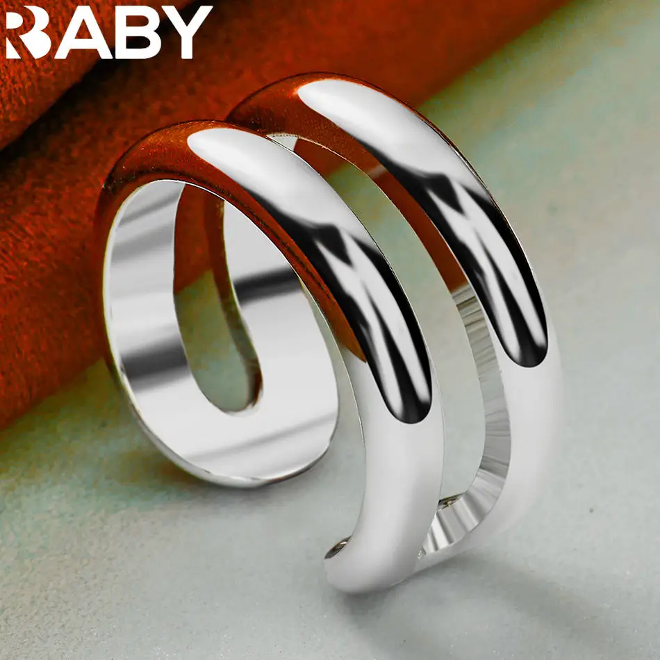 URBABY 925 스털링 실버 여성을위한 오픈 기하학 반지 남성 패션 주얼리 빈티지 그레이스 참 고귀한 파티 생일 선물