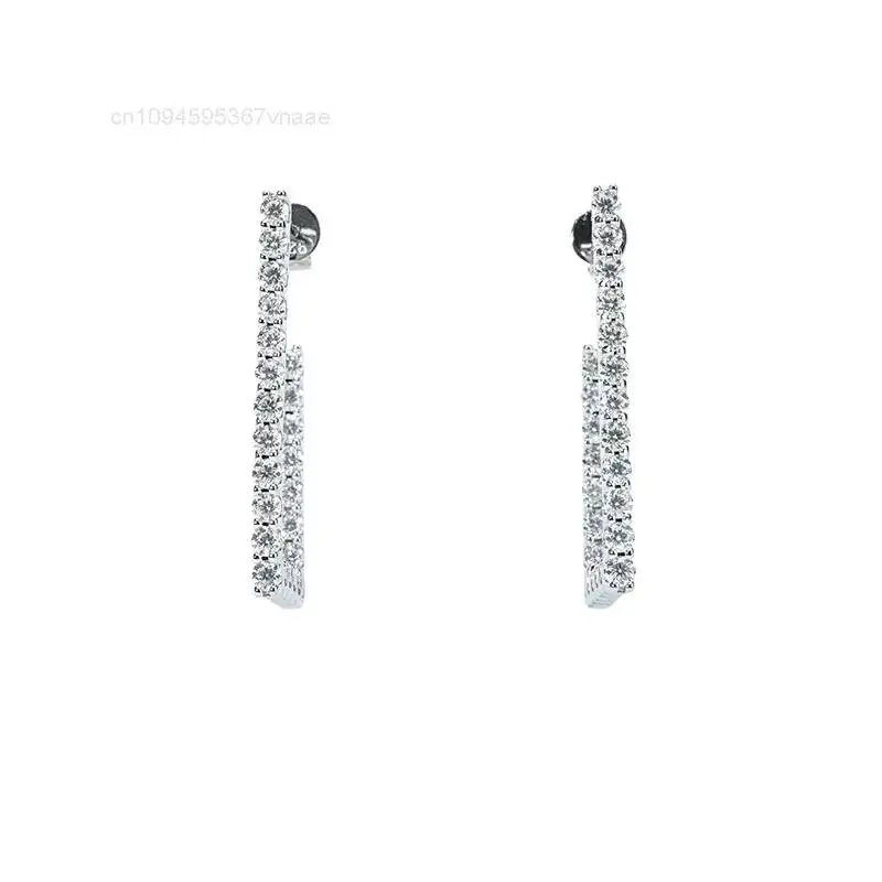 

Starsgem 925 Sterling Silver Classic Round Brilliant Cut Moissanite Gemstone Unisex Drop Earrings