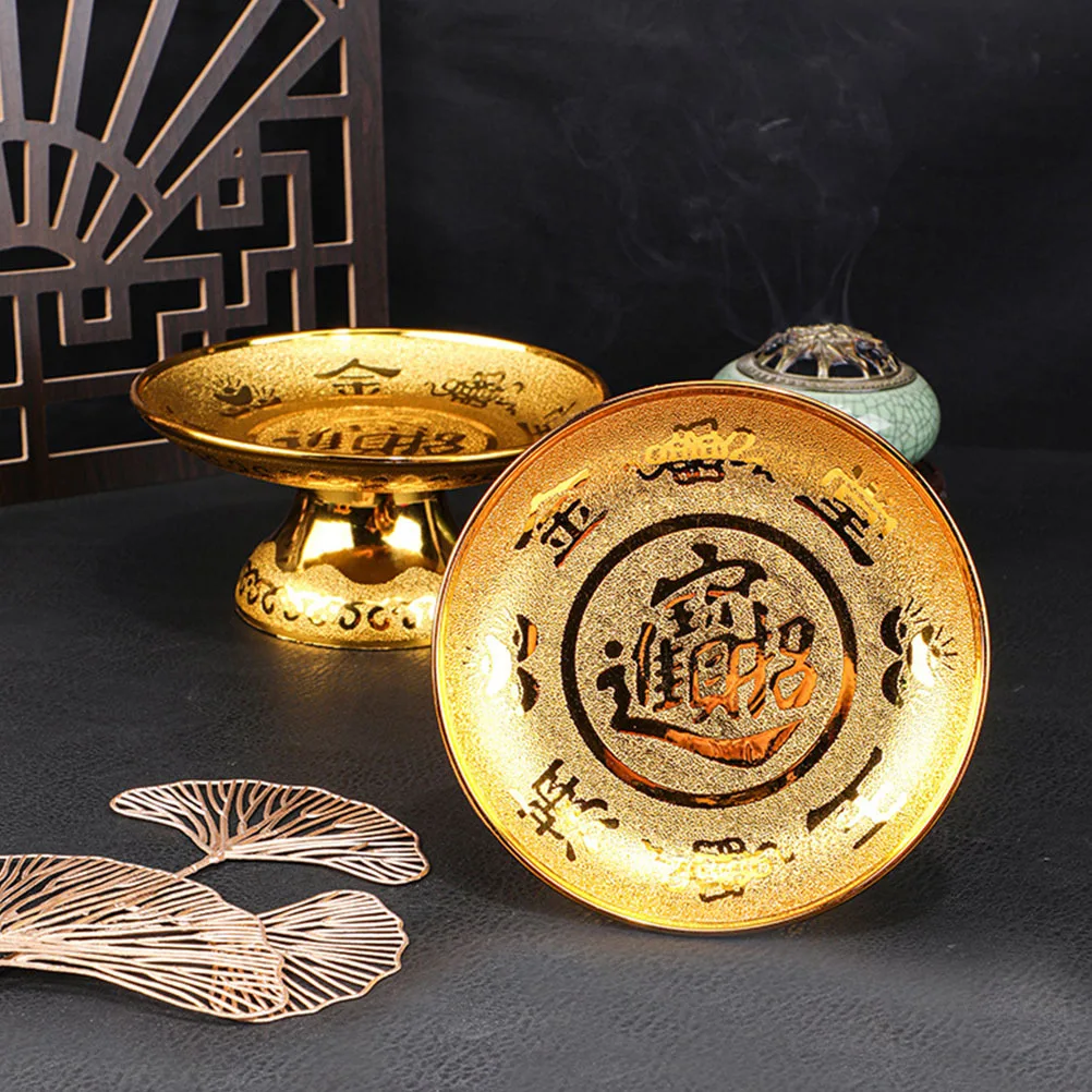 2 قطعة الذهبي القدمين عرض لوحة معبد صينية للفاكهة الثروة الله العبادة السلطانية لوازم البوذية الطقوس التضحية تخزين الفاكهة
