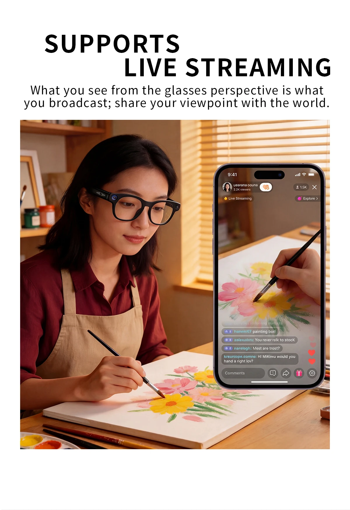 NEW CY03 Smart Glasses 800W HD Camera Intelligent AI Large Model Audio&Video Online Audio Call Translation Smart Touch Glasses