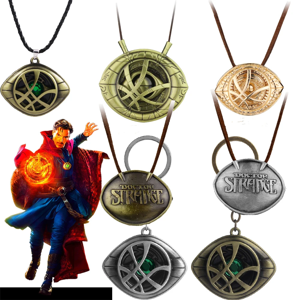 The Avengers Doctor Strange Metal Key Pendant Gem Eye Of Agamotto Necklaces Keychains for Women Men Packback Accessories Gift