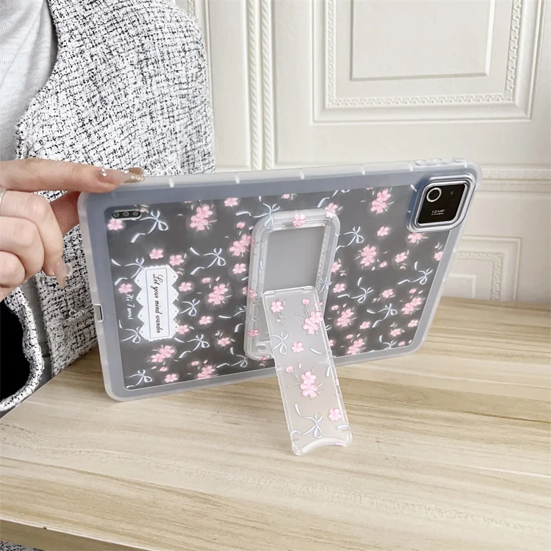 Bowknot Transparent Tablet Case For Xiaomi MI Pad 8 7 6 5 6S Pro Redmi Pad 2 SE 8.7 9.7 11 12.1 12.4 inch PC+TPU Stand Cover view 2