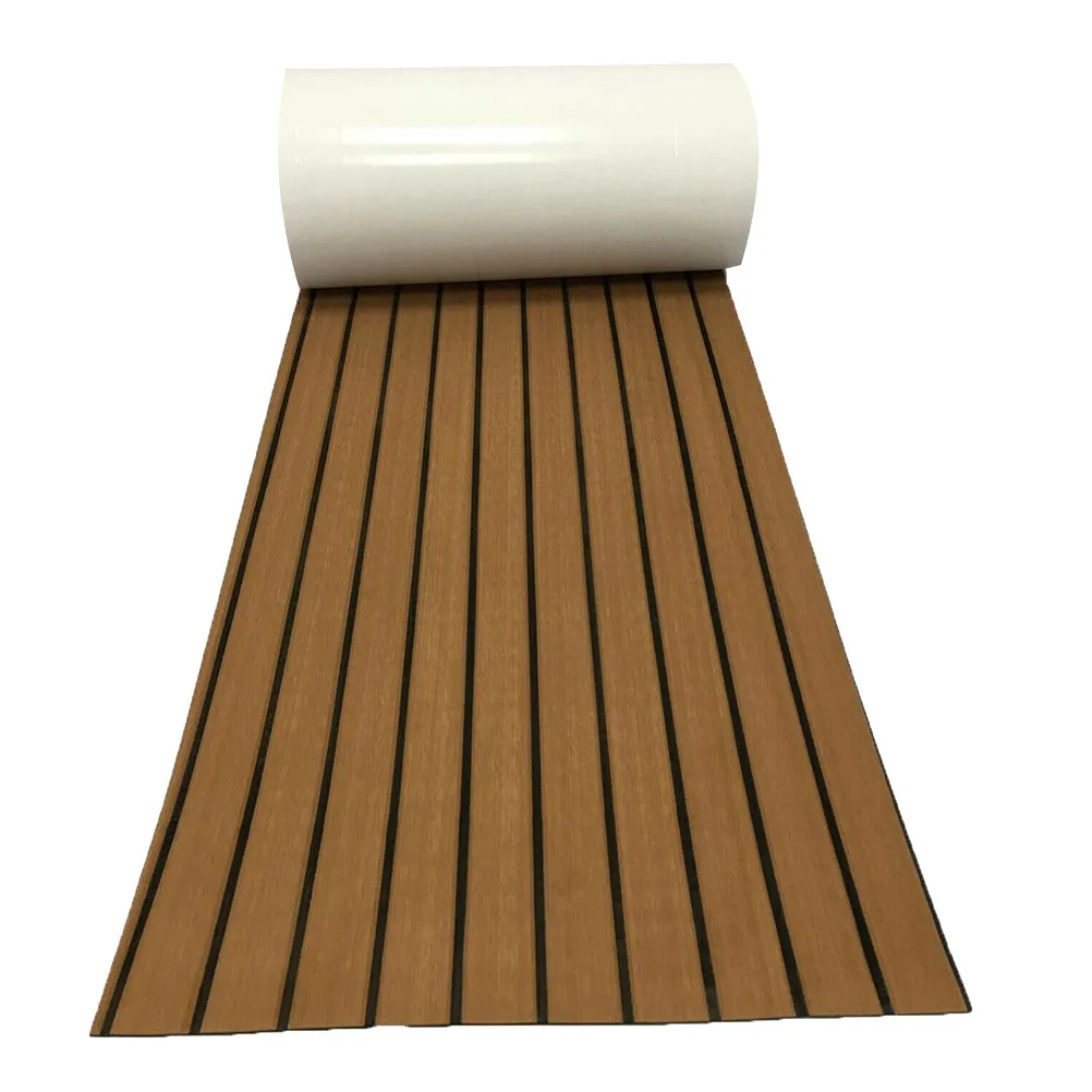 1Pcs Boat Deck Cushion Non-Slip Eva Light Brown Synthetic Floor Mat Protective Shockproof Sound Insulation for Yacht Rv Marine