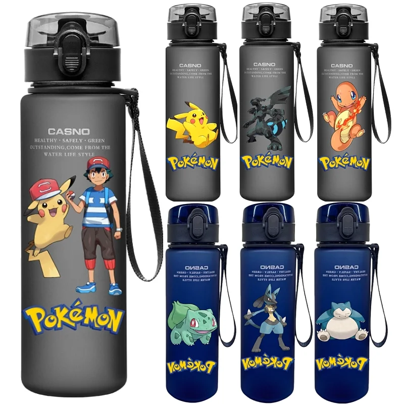 

New 560ML Pokemon Red Green Blue Black Plastic PcLeak Proof Resistant Outdoor Portable Travel Sports Water Cup Pikachu Charizard