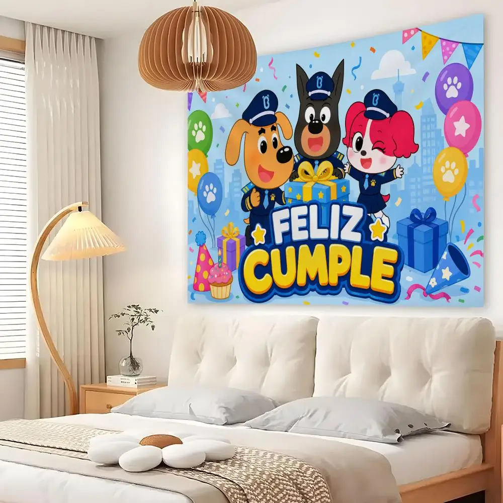 Sheriff Labrador Tapestry Custom Living Bedroom Party Dormitory Interior Wall Bohemian Decoration Attached Clip