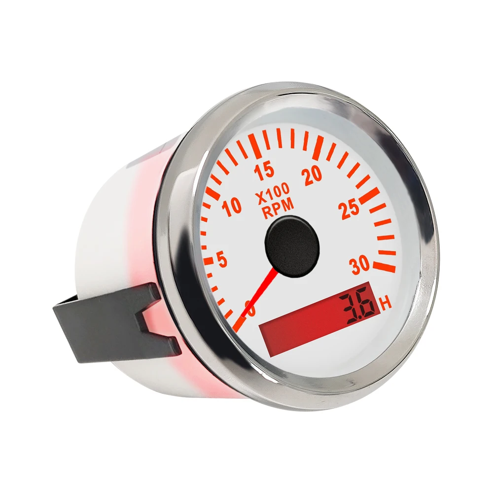 Motorcycle Boat Car Universal 52mm Tachometer RPM Gauge 0-3000RPM 0-4000RPM 0-6000RPM 0-8000RPM with Red Backlight 12V 24V