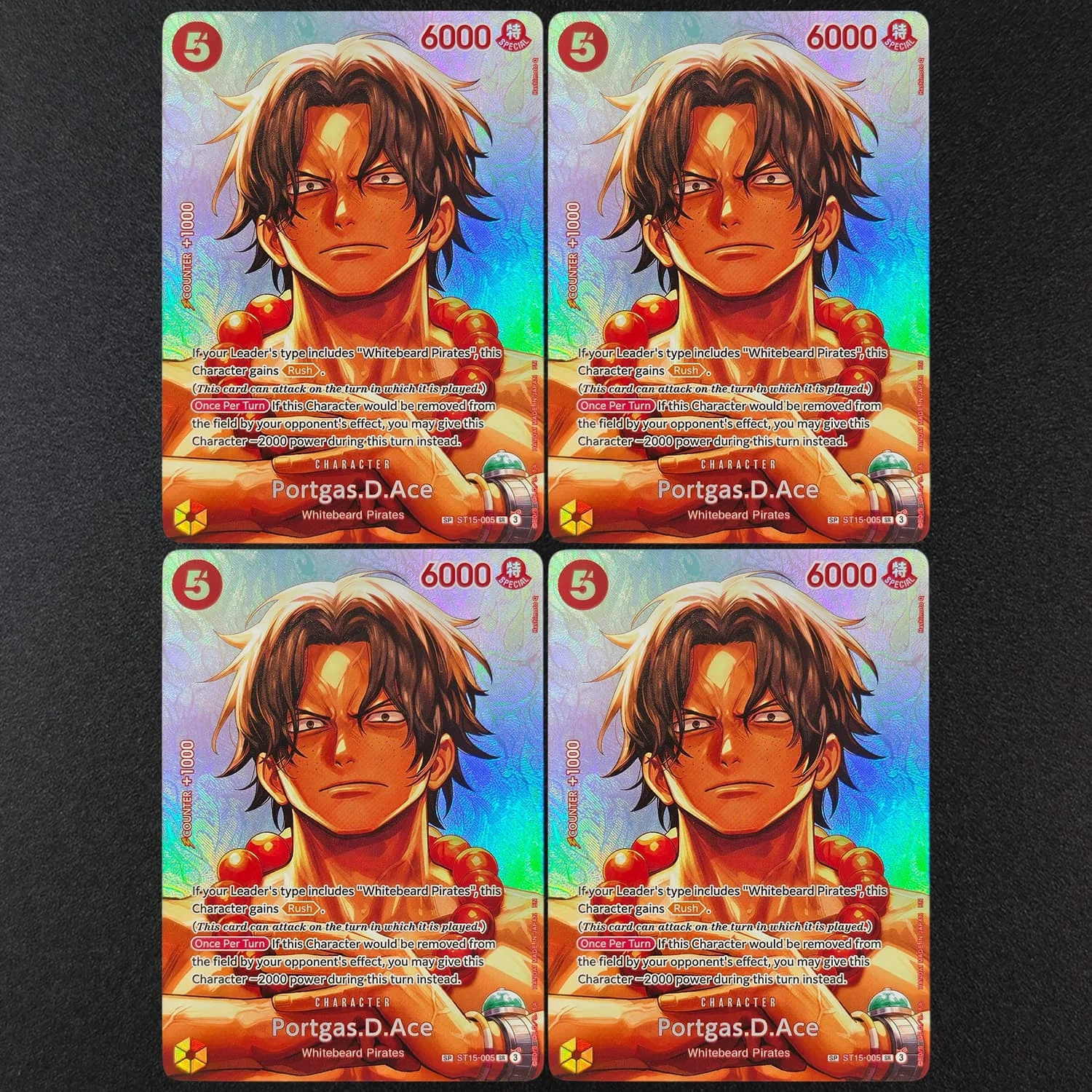 DIY Proxy One Piece TCG Englisch The Time of Battle OP16 SP Portgas.D.Ace ST15-005 SR Charakter Rote Spielkarte Sammlerstück