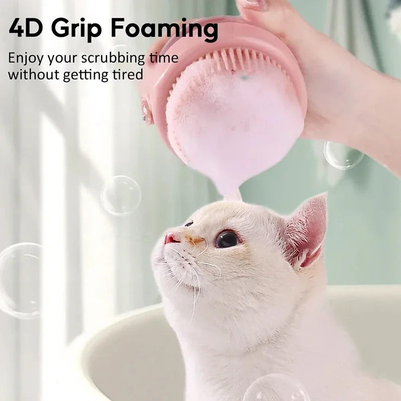 Dog Bath Brush Cat Comb Grooming Brush Pet Shower Brush Safety Silicone Comb With Shampoo Box For Dogs Cats Clean Bath Tools