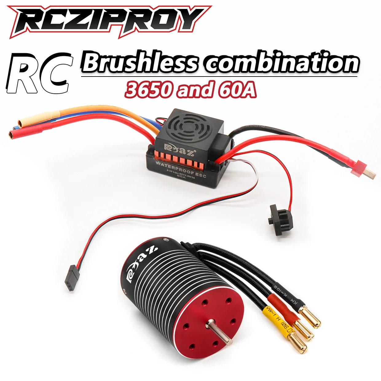 

RCZIPROY RC Brushless Combo 3650 Motor & 60A ESC Combo for 1/10RC Traxxas Off-Road Racing Short Truck Drift RC