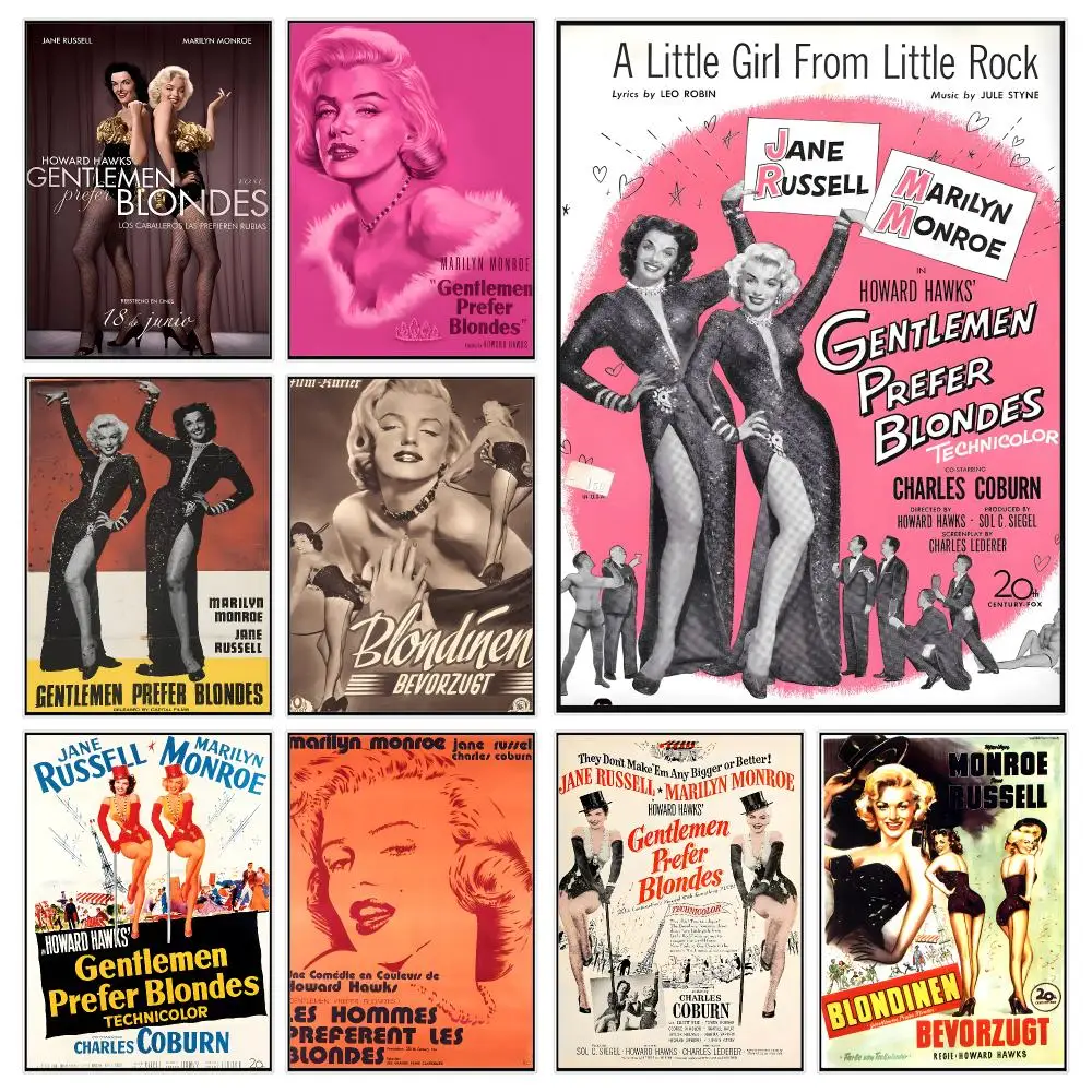 Classic Film Gentlemen Prefer Blondes Poster Trendy Aesthetic Wall Decor for Dorm & Bedroom