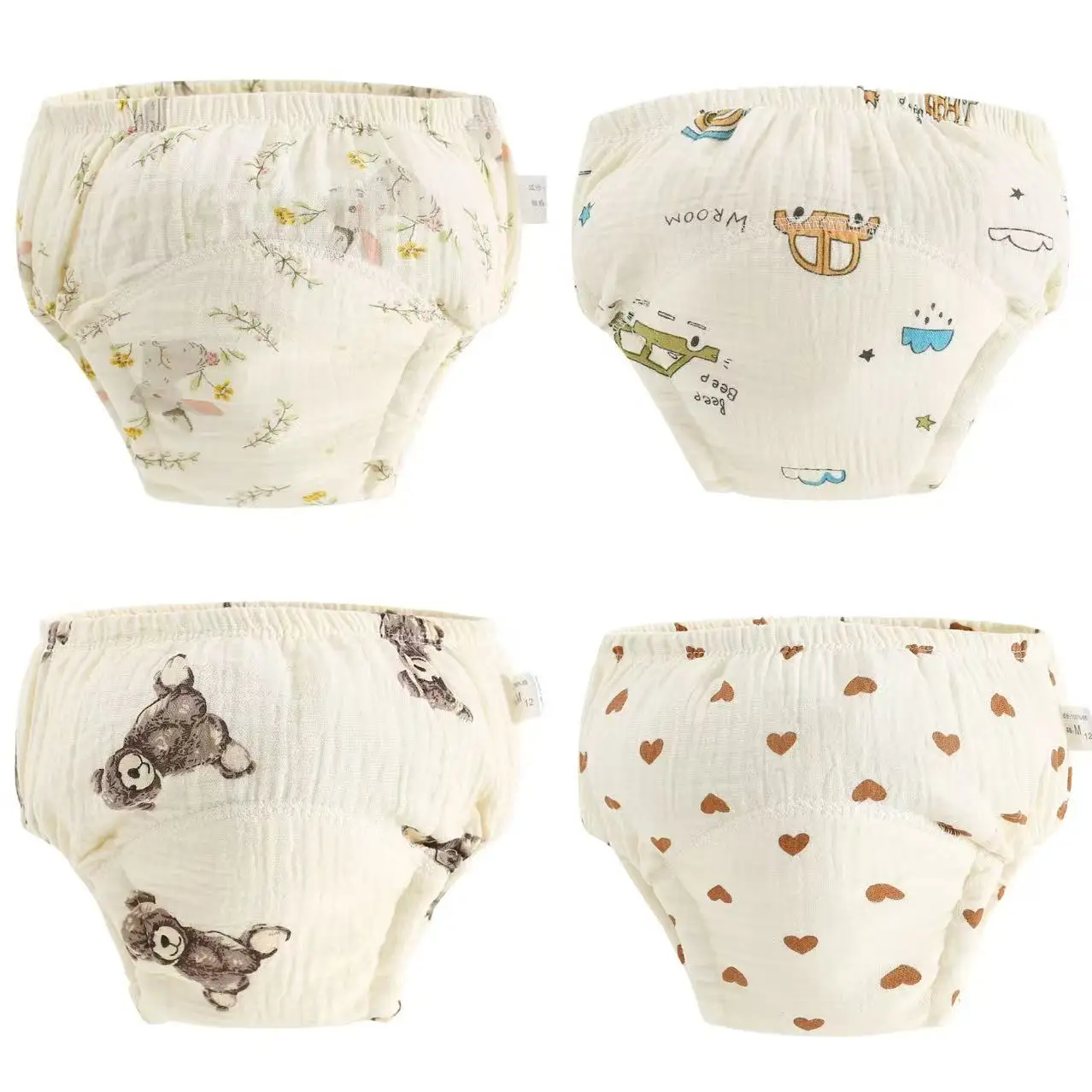 Organic Natural Cotton Muslin Soft Baby Training Pants Toddler Potty learning Underwear Waterproof Panties For Girls Boys Unisex