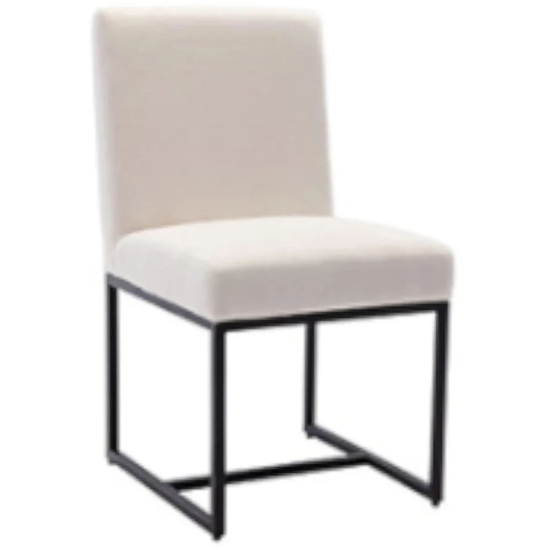 

Set of 6 Mid Century Modern Upholstered Dining Chairs with Linen Fabric Seat Covers in Black