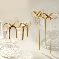 New Fashion Snake Chain Bow Drop Stud Earrings for Women Gold Plated Bowknot Long Tassels Earring Party Jewelry