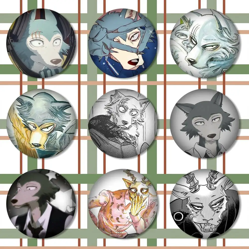 Insignia B-Beastars-S para Mochilas, Accesorios, Iconos de Manga, Broches Redondos de Dibujos Animados para Ropa, Decoración de Bolsos, Regalos