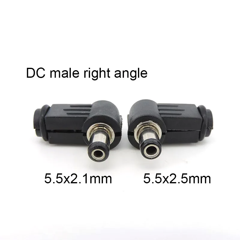 5.5MM * 2.5MM / 2.1MM DC laki-laki perempuan steker daya adaptor soket Jack LURUS/sudut kanan 90 derajat konektor 5.5*2.5MM 5521