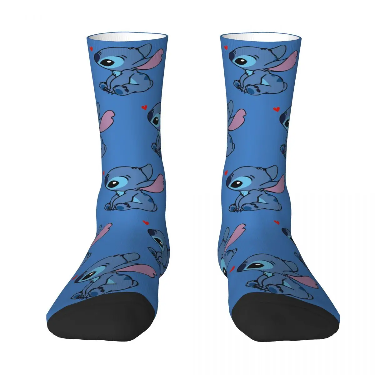 Fashion Stitch In Love Lilo Stitch Basketball Socks Polyester Middle Tube Socks for Unisex Sweat Absorbing