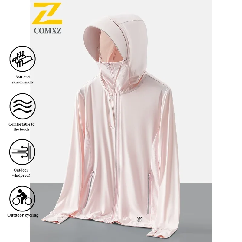 سترة بقلنسوة صيفية للحماية من الأشعة فوق البنفسجية للزوجين بعامل حماية من الأشعة فوق البنفسجية 50 + معطف جلد مع غطاء رأس أنيق قابل للفصل للرياضات الخارجية ملابس واقية من الشمس #5