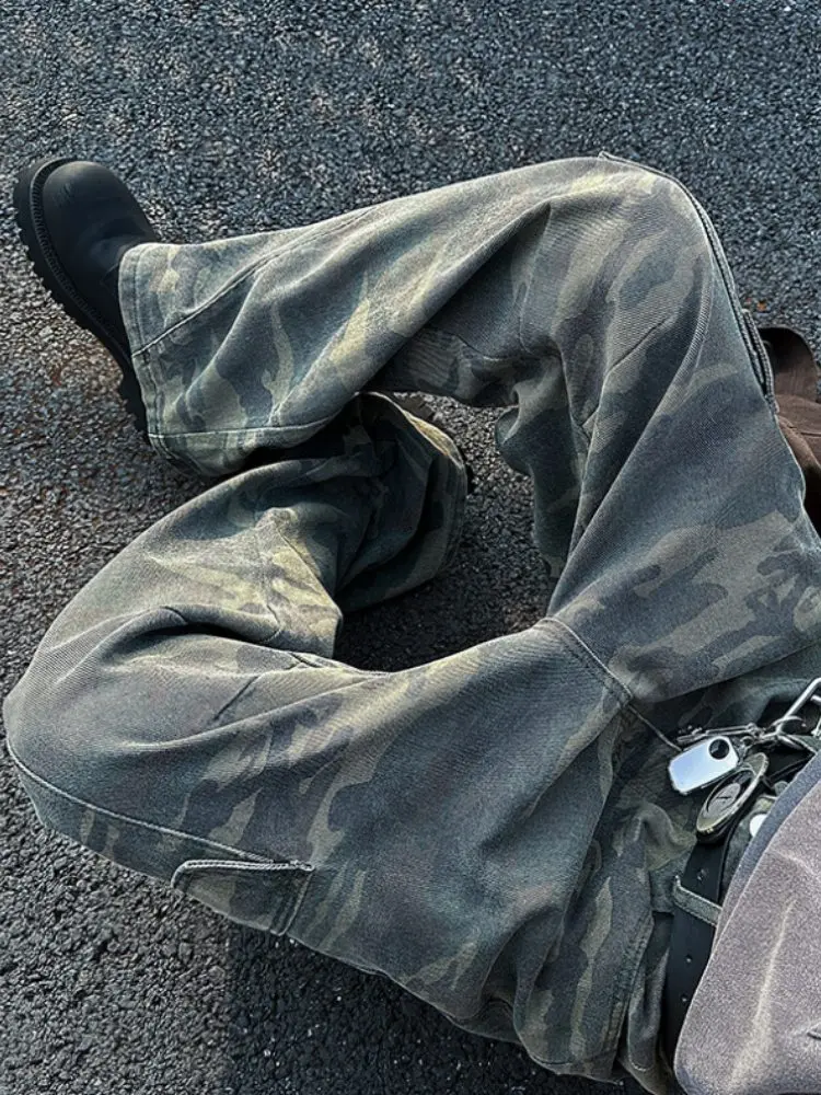 

Camouflage Work Pants Men's Spring Autumn Loose Straight Leg Casual Trousers American High Street Sle Youthful Energy