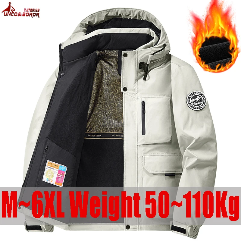 

New Windproof Thicken Men Tops Outdoors Loose Versatile multi-pocket Coats Winter Casual Hooded Parkas Men Waterproof Jackets
