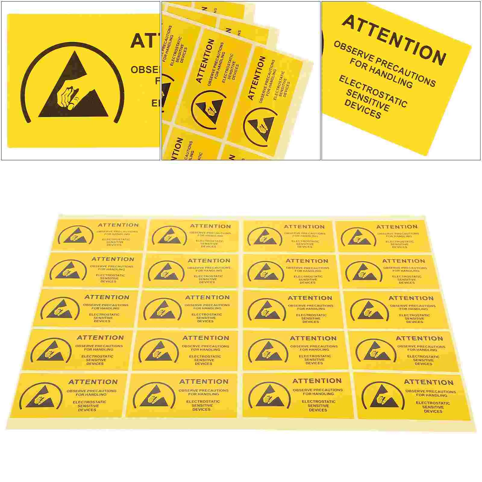 450 Pcs Warning Sign Labels Nail Stickers Shop Decals Equipment Yellow Static Devices