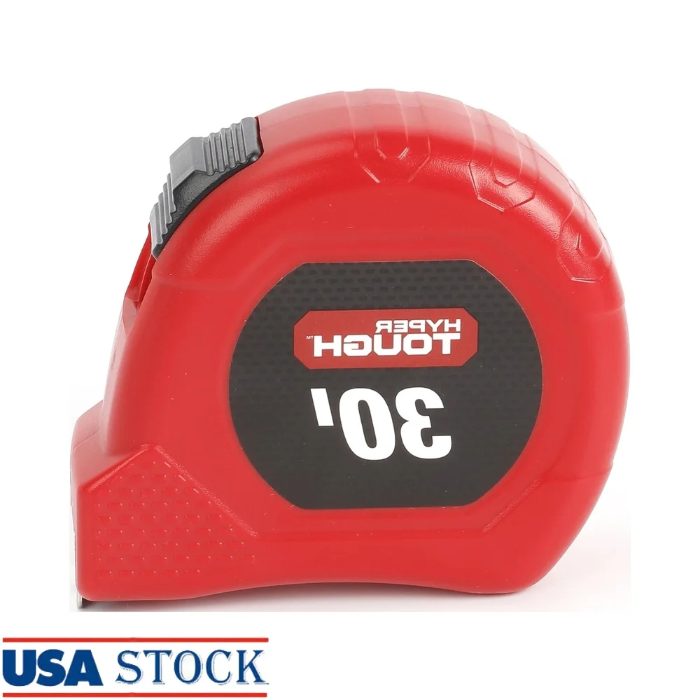

30ft Tape Measure Durable Blade Lock Nylon Blade Fractional Read Continuous Scale Accurate Measurement Integrated Belt Clip Easy