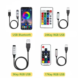 USB 5V RGB LED Strip Light Controller IR Bluetooth Remoter RF Wireless Remoter Control For 5050 3528 2835 LED Strip Light