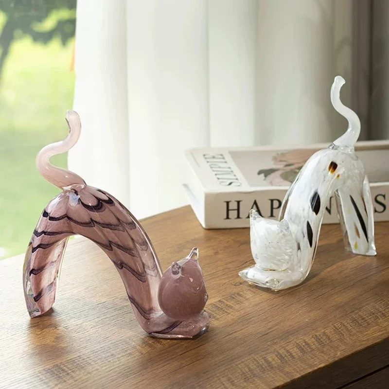 Escultura  Gato  Cristal, Obra  Arte  Cristal  Lujo, Estatuas  Animales, Decoración Artesanal para Escritorio, Decor