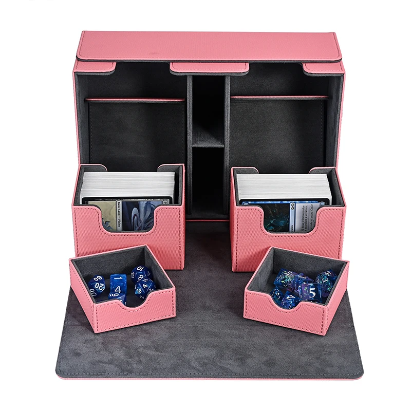 Card Deck Box, Holds Over 600 + Single Sleeved Cards, PU Leather Magnetic Closure for TCG Trading Cards, Magic Game Cards,