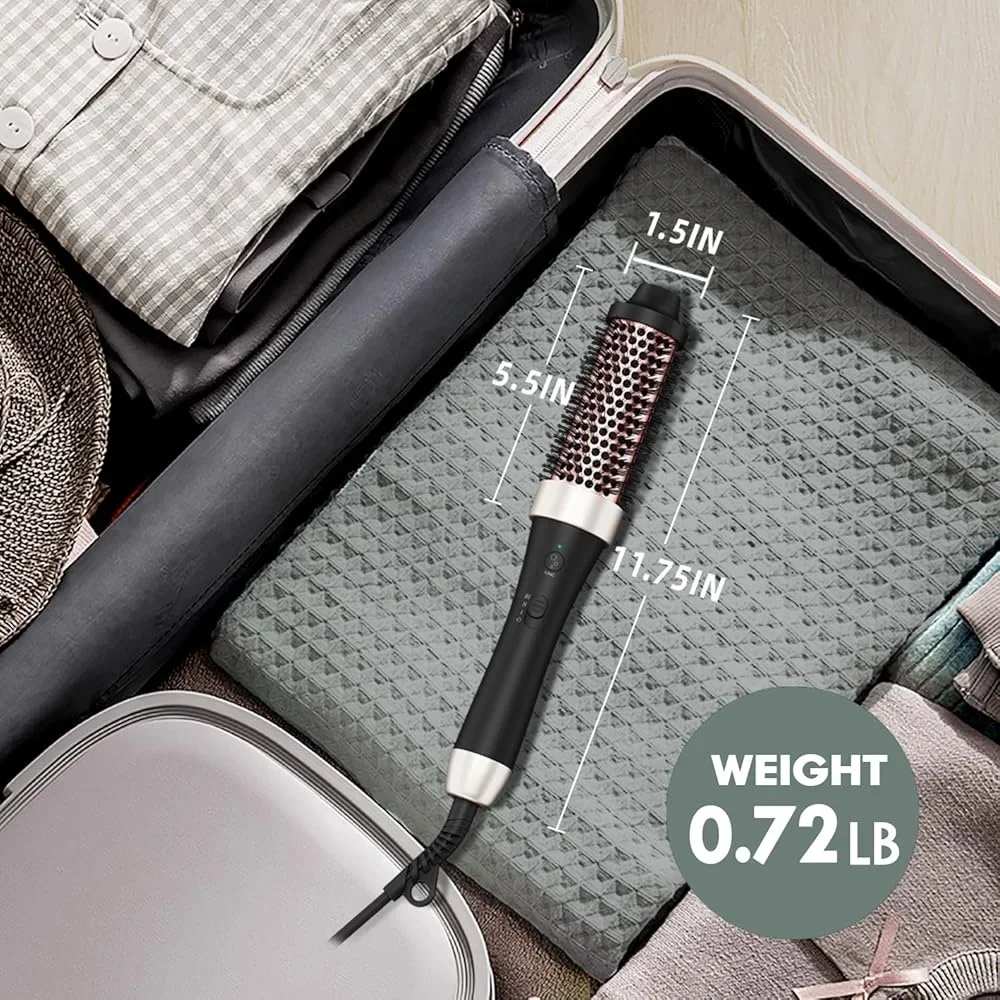 Ionic Heated Curling Brush 1.5 Inch Thermal Hair Styler with Dual Voltage Auto Shut Off Fast Heat Ceramic Tourmaline