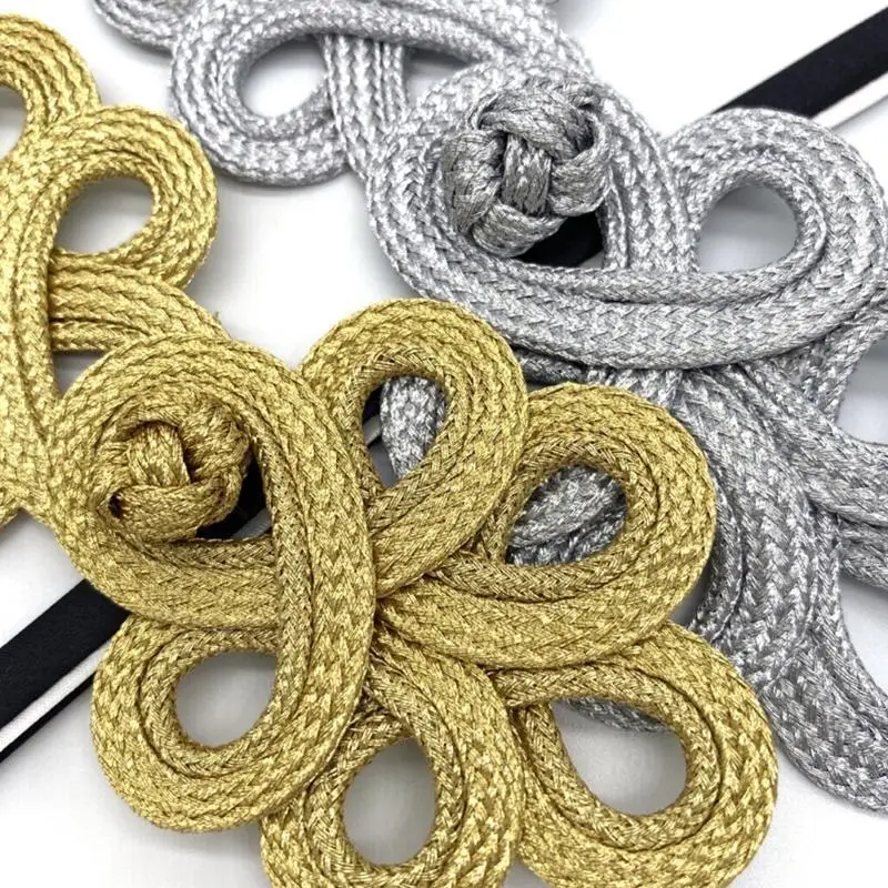 652F Gold Wire Chinese Cheongsam Button Handmade Knot Fastener Closures for Sewing